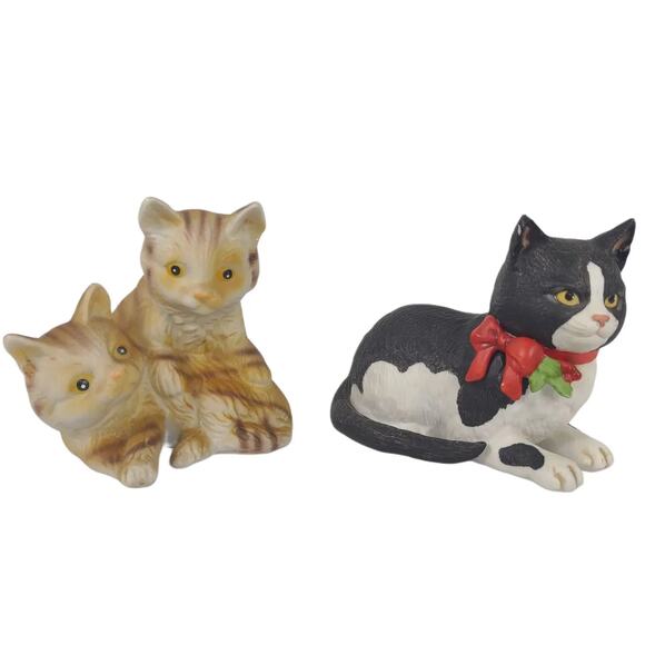 Vintage 80s Set of 2 Ceramic Cat Figurines, Tabby Kittens, Schmid Gordon Fraser - Picture 1 of 7